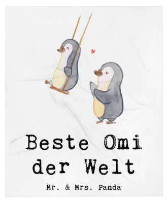Produktbild von Mr. & Mrs. Panda Decke Pinguin Beste Omi der Welt - Weiß - Geschenk, Sofadecke, Oma, Sofaüberwurf, Geburtstag, Enkelin, Tagesdecke, Kleinigkeit, Geschenkidee, Mitbringsel