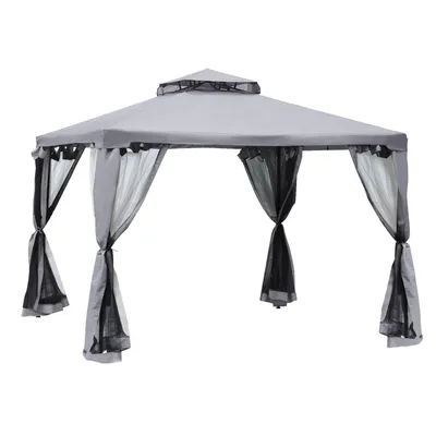 Obrázok produktu pre Záhradný Altánok Altánok Záhradný Stan Párty Stan So 4 X Bočnými Stenami Odolný Proti Poveternostným Vplyvom Kovový Polyester Svetlosivý 3 X 3 X 2,6 M