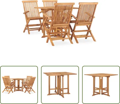 Produktbild von The Living Store 5-tlg. Garten-Essgruppe Klappbar Massivholz Teak