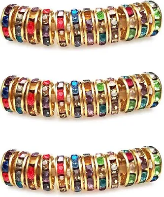 Produktbild von 8mm Gleichschnurige Gold-Edelstein- und Mehrschicht-Gliederketten, 100 Stück, runde Glitzer-Gliederketten für Schmuckarmbänder und Halsketten.