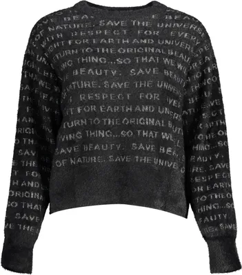 Produktbild von Stilvoller Damenpullover in Schwarz mit Kontrastdetails und Rundhals