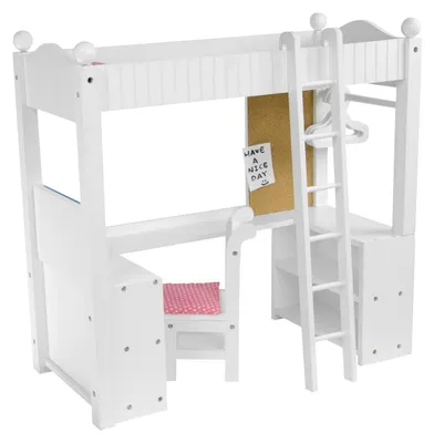 Produktbild von Spielhaus, Stapelbett und Schreibtisch – Weiß – 54,61 x 25,40 x 53,34 cm – Ab 3 Jahren