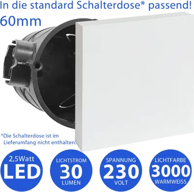 Produktbild von Elegante LED Treppenbeleuchtung 2,5W weiß eckig - 6190S-WH