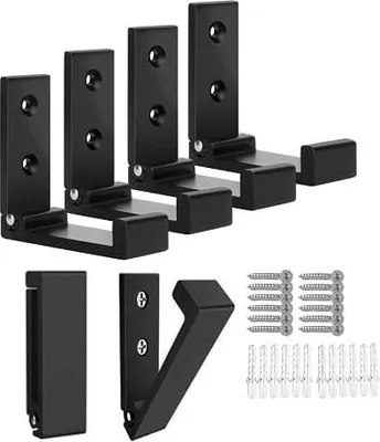 Produktbild von OHIYO Klappbare Kleiderhaken 6er Set aus Aluminium Wandhaken faltbar (Schwarz) für Kleidung, Taschen & Rucksäcke Einklappbare Wandhaken für Innen & Außen