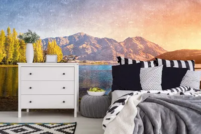 Produktbild von Vlies Fototapete GEMÄLDE - BERGSEE 375 x 250 cm (inkl. Kleister) - Vlies Tapete, Wandtapete, Wandbilder - Tapete für Wohnzimmer Schlafzimmer, Büro, Küche - Montagefertig