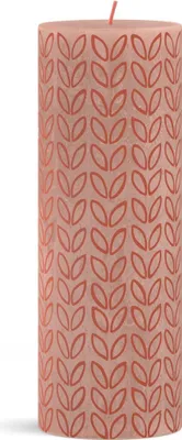 Produktbild von Bolsius Stumpenkerze rustikal 19 x 6,8 cm Nebelrosa mit Aufdruck | 4 Stück