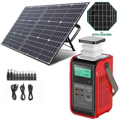 Zdjęcie produktu dla SWAREY S200 DC Powerbank Stacja zasilająca Powerstation z panelem słonecznym 100W, 140W generatorem słonecznym 192Wh ładowarką akumulatorów LiFePO4