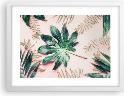 Produktbild von Gerahmtes Poster - Weißer Rahmen - Blatt Tropisch Palme - 40x30 cm - Wand Bild - Wanddeko - Wandbilder - Kunstposter - Wandposter - Bilderrahmen - Bilder - Kunstdruck - Wandbild - P2WAA40x30-4314