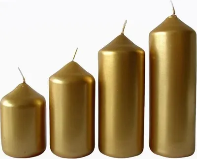 Obrázok produktu pre Sviečka adventná zlatá 4 veľkosti, priemer 4 cm