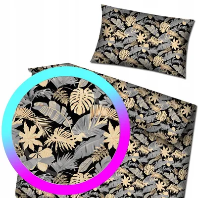 Produktbild von Designpremium Bettwäsche Schwarz Goldene Blätter 100x135 cm