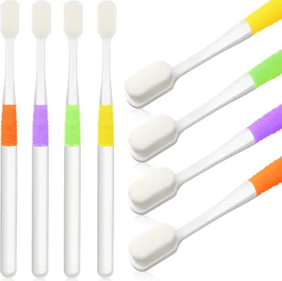 Image de lot de 4 brosses à dents Micro Nano souples Poils extra souples Enfants Adultes - Lisse