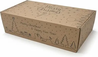 Produktbild von Karton mit Weihnachtsmotiv MERRY CHRISTMAS 390x180x120 Für Geschenke