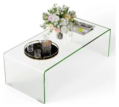 Produktbild von Couchtisch aus Glas, Rechteckiger Wohnzimmertisch, Modernes Glastisch, Transparente Möbel für das Wohnzimmer, 108 x 50 x 35 cm, ohne Montage, Tisch für Wohnzimmer und Büro