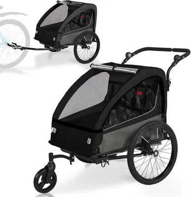 Productafbeelding van Fietskar voor kinderen - Kinderfietskar - Kinderbuggy - Fiets aanhanger - Buggyfunctie