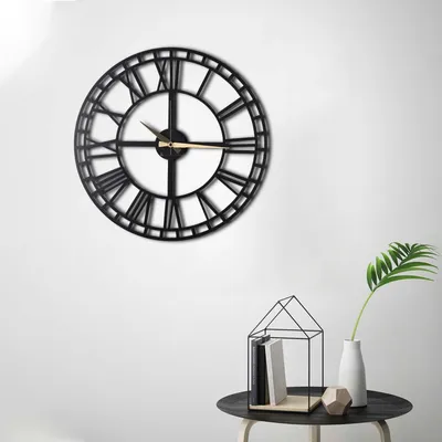 Produktbild von Opviq, Classic- BSG1104, Schwarz, Wanduhren, 50 x 50 cm, 100% Metall (Dicke: 2 mm)