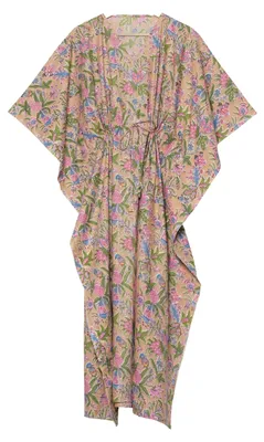 Imagen del producto de Vestido caftán de algodón con estampado floral para el verano