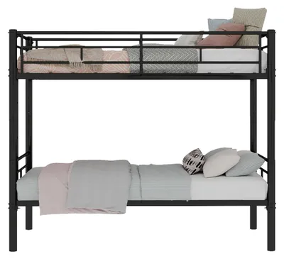 Immagine prodotto di Letto a castello 90 x 190 cm in metallo con scala, sponde di sicurezza, convertibile in due letti singoli, nero