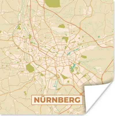 Produktbild von MuchoWow® Poster Karte - Nürnberg - Vintage - Karte 100x100 cm - Babyzimmer