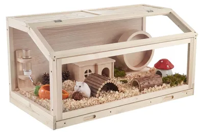 Produktbild von VEVOR Hamsterkäfig Nagerkäfig Nagarium Hamstergehege Holz 1000x520x505 mm, 270°-Sichtfenster Nagersicherer mit Deckel Belüftung für Goldhamster Zwerghamster Meerschweinchen Rennmäuse