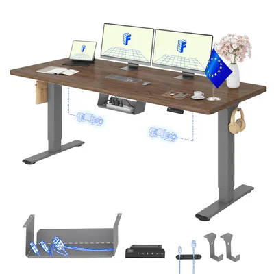 Produktbild von FLEXISPOT E1 Pro Elektrisch Höhenverstellbarer Schreibtisch EU, 160x80cm 25MM EINTEILIGE TISCHPLATTE Doppelmotor 120KG Tragkraft Kaffee-Eiche Optik