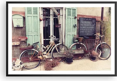 Produktbild von Gerahmtes Poster - Schwarzer Rahmen - Fahrräder Vintage Mietshaus - 91,5x61 cm - Wand Bild - Wanddeko - Wandbilder - Kunstposter - Wandposter - Bilderrahmen - Bilder - Kunstdruck - P2BAA91x61-4588