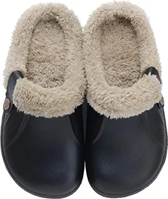 Produktbild von Damen Clogs Gefüttert Herren Winter Hausschuhe Wasserdicht Warme Pantoffeln Plüsch Pantoletten rutschfeste Outdoor Winterschuhe