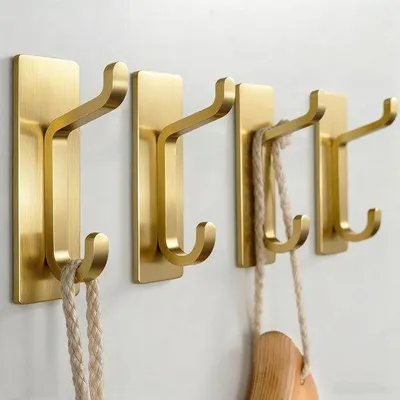 Immagine prodotto di Ultiluxe Ganci per asciugamani - Ganci adesivi - Accessori per bagno - Ganci extra forti - 4 pezzi - 8 x 2 cm - Oro