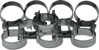 Produktbild von 10 x Mini Schlauchklemmen-Sortiment Rundziehende Schlauchschellen Satz 22-24 mm