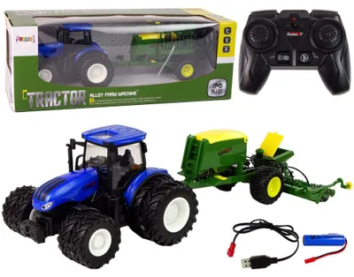 Produktbild von Lean Toys Blauer Traktor mit Ballenpresse