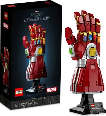 Image de LEGO Marvel, gant de nanotechnologie Iron Man, modèle Iron Man à construire avec des pierres Infinity lumineuses, inspiré du film « Avengers : Endgame », objet de collection pour adultes, référence 76223