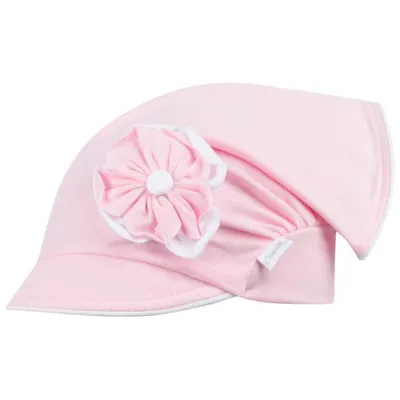 Produktbild von Mädchen Mütze Schirmmütze Kopftuch Sommer Baumwolle, Rosa-Weiß, Gr. 54/56