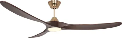 Produktbild von Energiespar Deckenventilator mit LED Beleuchtung und Fernbedienung Eco Genuino-L Messing gebürstet / Nussbaum 180 cm