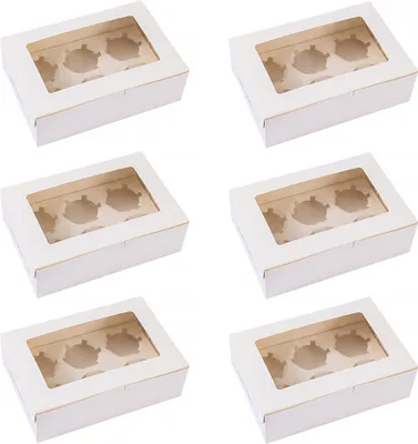 Produktbild von 6 Stück Cupcake-Boxen, Cupcake-Behälter, lebensmittelechtes Material mit Fenster, Keks-Boxen, Leckerli-Boxen, für Feiertage, Hochzeiten, Geburtstage, Partys, Backzubehör mit Cupcake-Förmchen