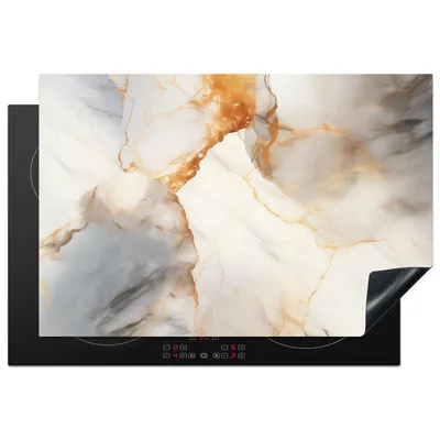 Produktbild von KitchenYeah© Herdabdeckplatte Marmor - Grau - Gold , 77x51cm, Küche Deko, Glaskeramikkochfeld Herdabdeckung, Abdeckplatte fùr Kochfeld
