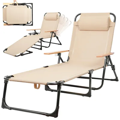 Produktbild von 4-fach verstellbare Liege - Klappbar - Kopfkissen - Getränkehalter - Bis 150 kg