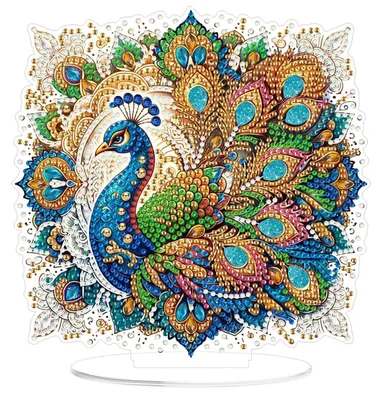 Image de Kit de décoration de table "Paon" en strass 5D, idéal pour les enfants et les adultes