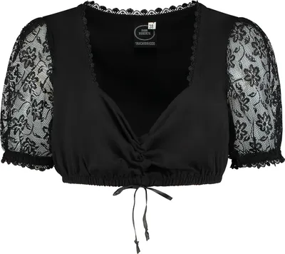 Produktbild von Dirndlbluse schwarz mit Spitzenärmeln, Groesse:40
