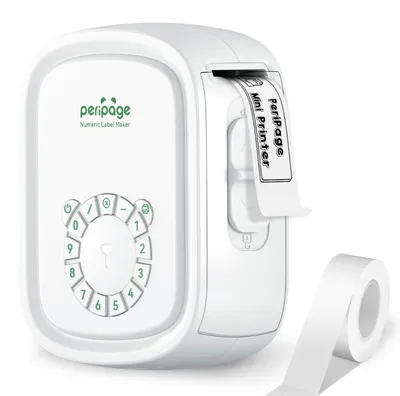 Obrázek produktu pro Tiskárna štítků PeriPage P10Pro – přenosná, bílá, s kruhovou klávesnicí, bez Bluetooth