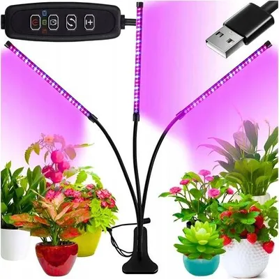 Produktbild von LED Pflanzenlampe Mit 3 Armen – Full Spectrum, 60 LEDs, Timer 3/9/12h, USB, Mit Fernbedienung