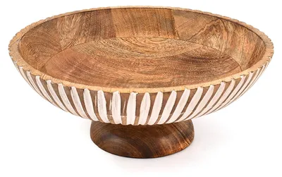 Fruitschale aus Mangoholz, erhöht, 30,5 x 30,5 x 12,06 cm