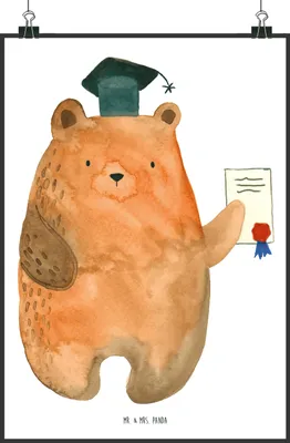 Produktbild von Mr. & Mrs. Panda Bild Bär Prüfung DIN A0 - Weiß - Geschenk, Abitur, Wandbild, wanddeko, Plakat, Bestanden, Abschlusszeugnis, Abschluss, Teddy, drucke, Posterdruck