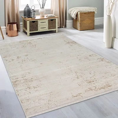 Immagine prodotto di Tappeto di design lucido per il soggiorno | oro-bianco dimensioni - 140 x 200 cm