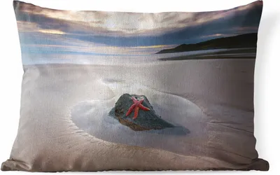 Produktbild von MuchoWow® Outdoor Kissen - Seestern - Strand - Sonne - 60x40 cm - Wetterfest - Lounge Kissen - Zierkissen - Kissen für Innenräume