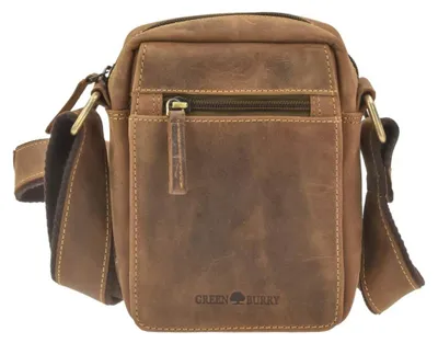 Zdjęcie produktu dla Greenburry torba na ramię skórzana brązowa XS męska torba skórzana antyczny brąz 15x19cm dla mężczyzn i kobiet