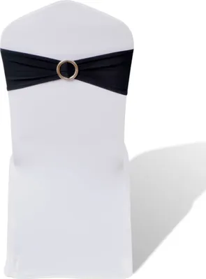 Produktbild von Hochwertig 25 x Stuhlschleifen Stretch Schleifenbänder + Diamant Schnalle schwarz 130346