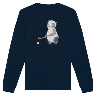 Produktbild von Mr. & Mrs. Panda Bio Baumwoll Pullover Panda Hockey spielen Größe M - French Navy - Geschenk, Feldhockey, Pulli, Verein, Sweatshirt, Sweater, Hockeyschläger