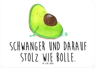 Produktbild von Mr. & Mrs. Panda tafel Avocado Schwangerschaft DIN A4 - Weiß - Geschenk, wandtafel, Türschild, Schild, Baby, Geburt, Schwanger, Blechschild, Wandbild, Liebe