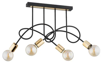 Obrázok produktu pre Stropná lampa TANGO čierno-zlatá 4xE27x15W kov rozmery: 39x75x20 cm IP20 Alfa