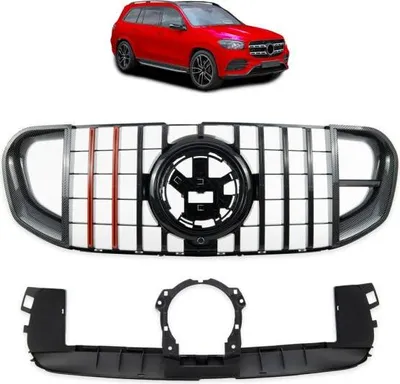 Produktbild von Kühlergrill Frontgrill schwarz GT-R Carbon Look für MERCEDES GLS (X167) 2018-