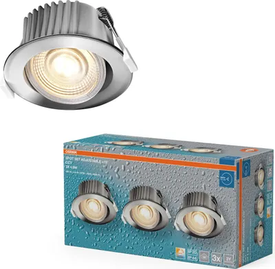 Image de 3 x Osram LED Einbaustrahler Spot Recess Chrom Ø8,8cm IP44 4,9W 420lm CCT 2700K/4000K/6500K Click-Dimmbar